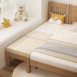 "Modern Timber Gender Neutral Standard Children Bed with Coir Mattress, Wood Grain Slat Headboard Included/Not Included"